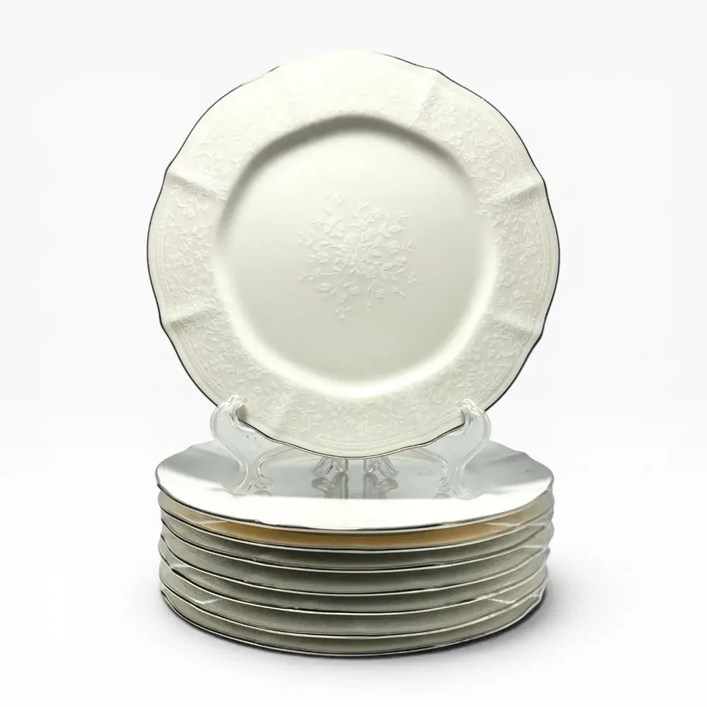 Noritake “Chandon, Platinum” Set of 8 Bone China Bread Plates 7”